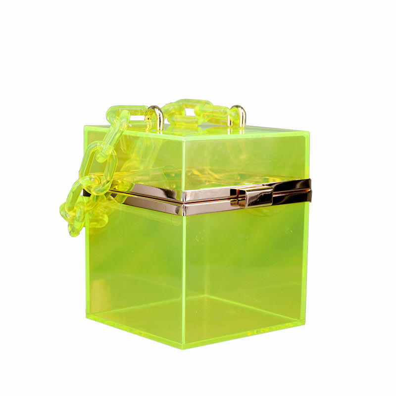 Acrylic Transparent Box Purse, Summer Crossbody Chain Bag, Small Fresh Square Shoulder Bag With Acrylic Chain