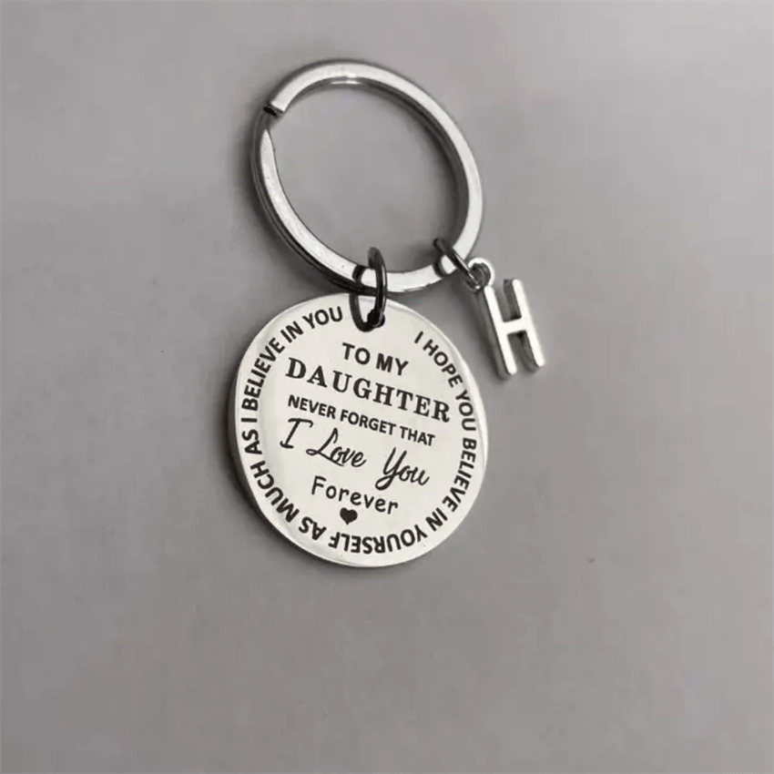 Stainless Steel Engraved Keychain Inspirational Gift For Son/ Daughter Keyring Ornament Bag Purse Charm Accessories