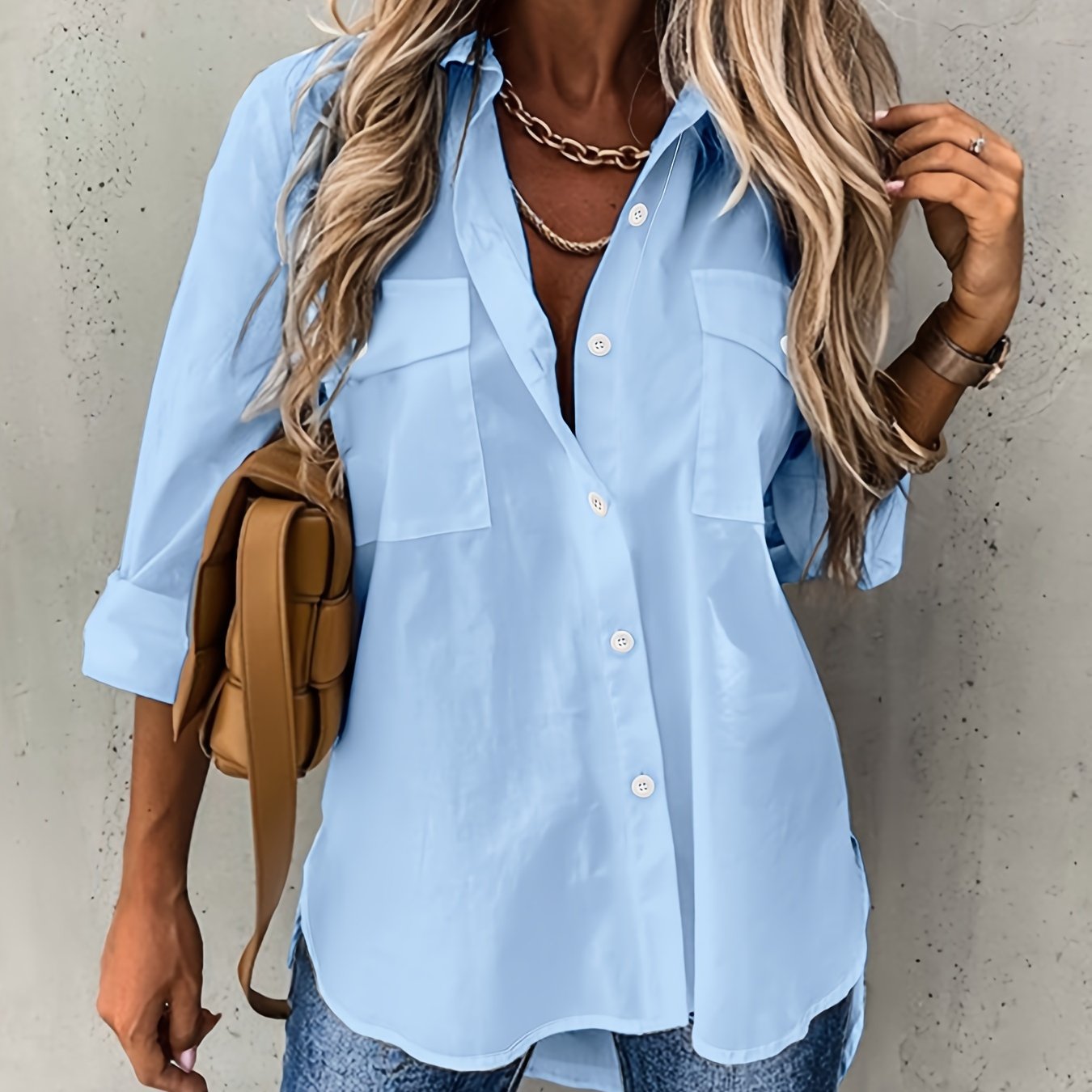 Chic Long Sleeve Blouse - Comfortable & Versatile for Office and Casual Wear - Womens Fashion Top