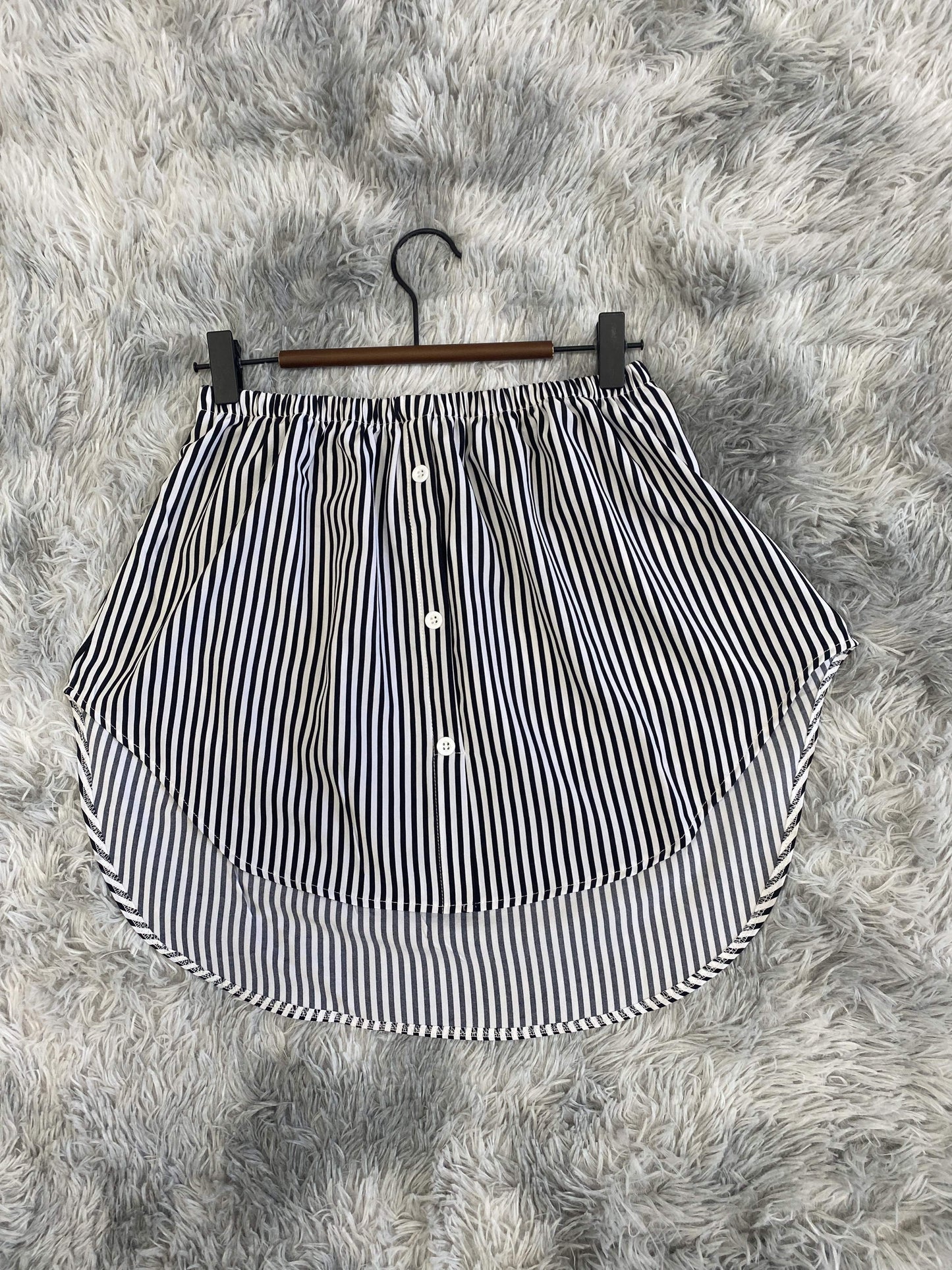 Dipped Hem Buttons Skirts, Casual Elastic Waist Hem Arc Skirts, Women's Clothing