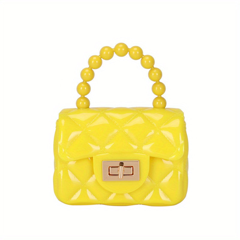 Vibrant Girls Pearl-Embellished Argyle Purse - Stylish & Durable with Adorable Princess Handle - Perfect for Parties & Special Occasions - A Thoughtful Gift Idea