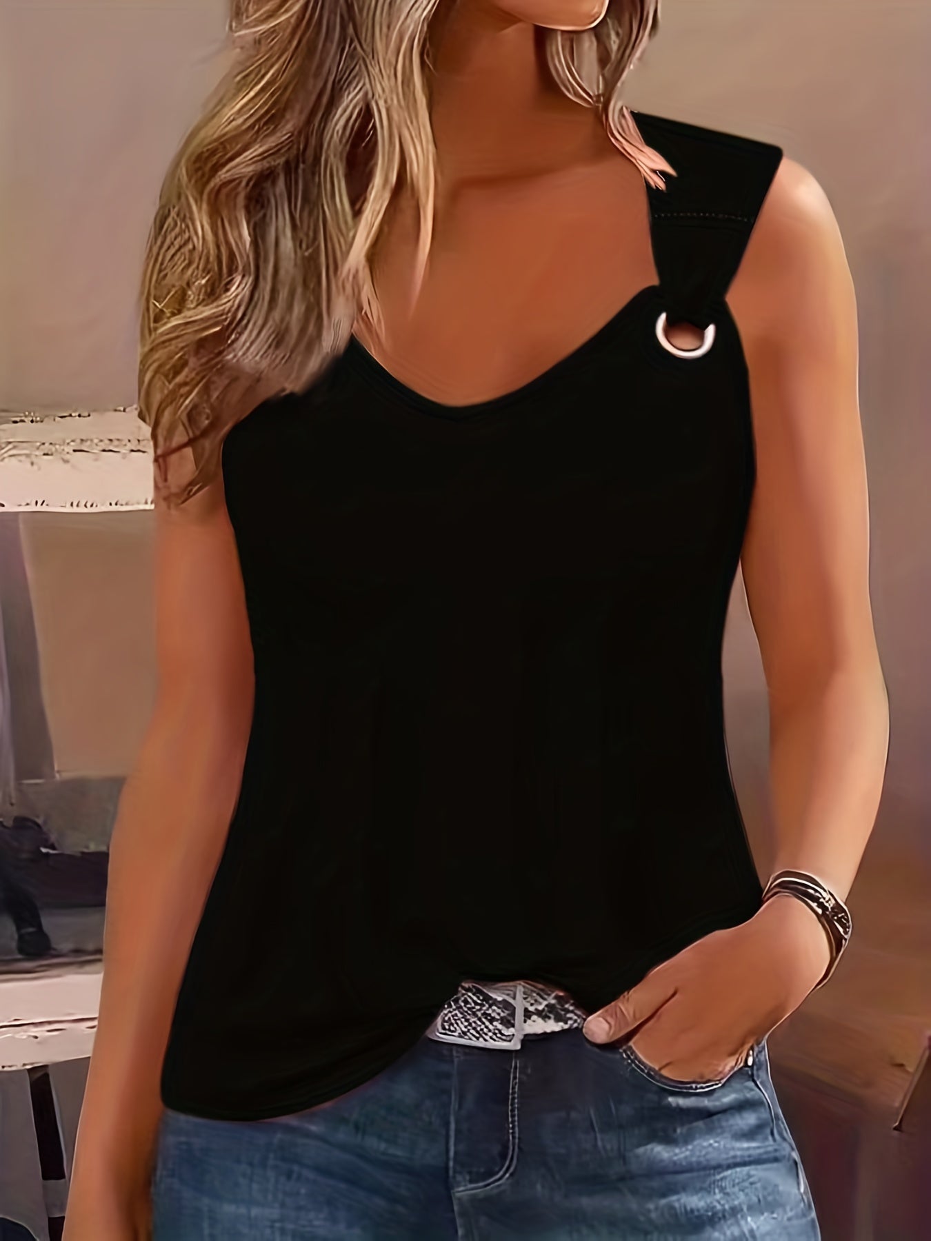 Chic Summer Breathable Tank Top - Womens Sleeveless Crew Neck, Versatile Casual Wear