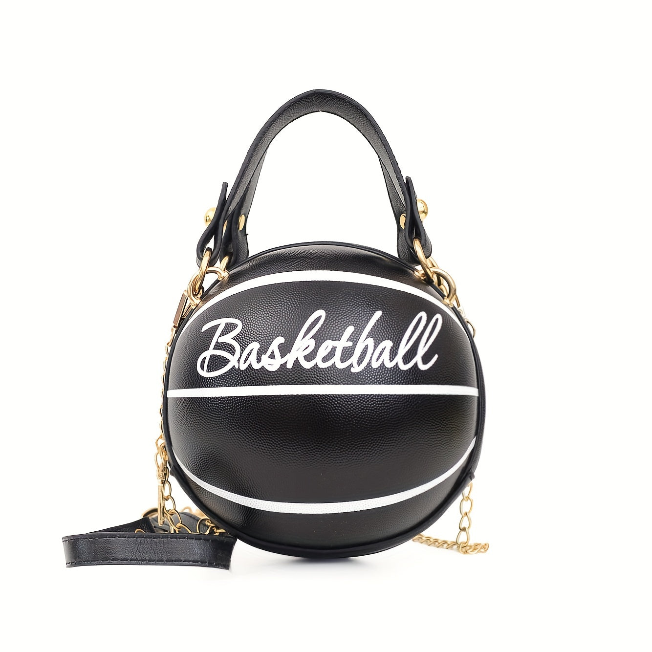 Fashion-Forward Basketball-Shaped Y2K Chain Bag - Retro-Trendy Crossbody & Shoulder Purse with Durable PU Leather, Chic Top Handle, and Adjustable Strap for Versatile Style