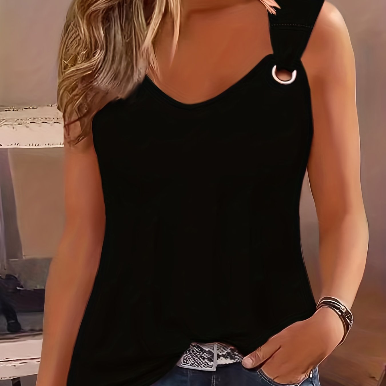 Chic Summer Breathable Tank Top - Womens Sleeveless Crew Neck, Versatile Casual Wear