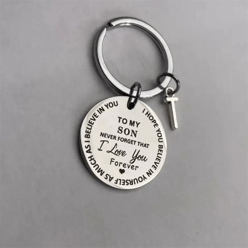 Stainless Steel Engraved Keychain Inspirational Gift For Son/ Daughter Keyring Ornament Bag Purse Charm Accessories
