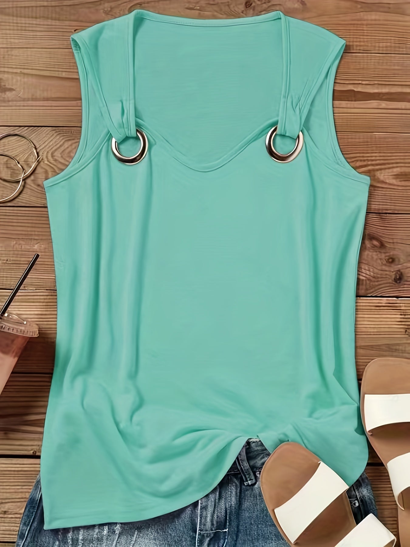 Chic Summer Breathable Tank Top - Womens Sleeveless Crew Neck, Versatile Casual Wear