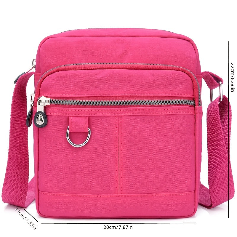 Waterproof Shoulder Bag, Women's Nylon Square Purse, Lightweight Crossbody Bag With Multi Pockets