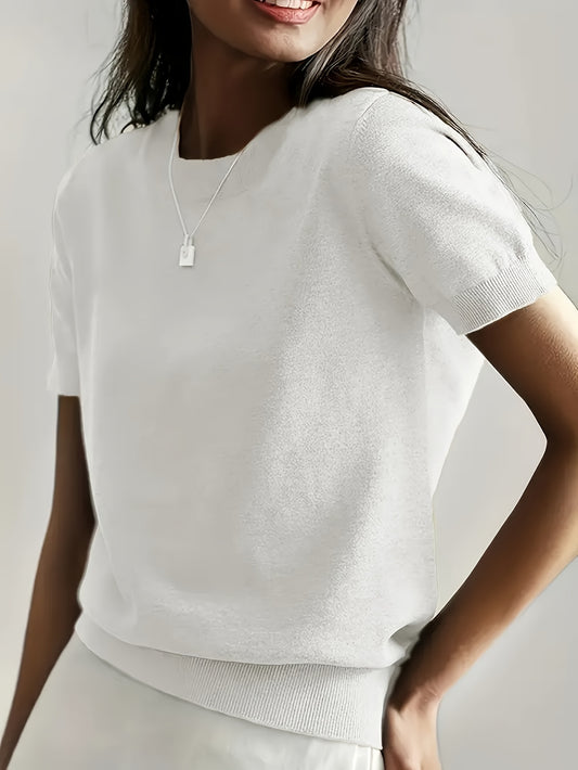 Womens Valentines Day Charm - Lightweight Crew Neck Sweater with Short Sleeves - Perfect for Spring & Summer Romance - Versatile Casual Wear