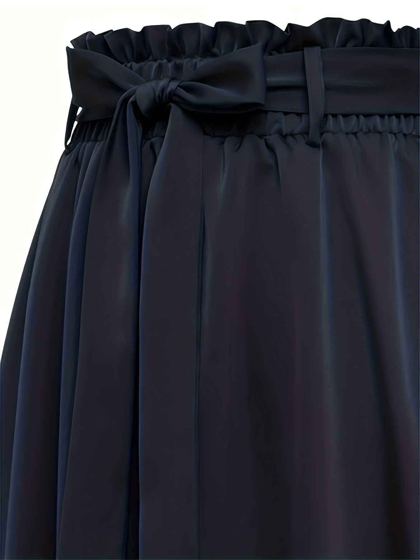 Solid Belted Maxi Skirts, Elegant Pleated Versatile Skirts, Women's Clothing