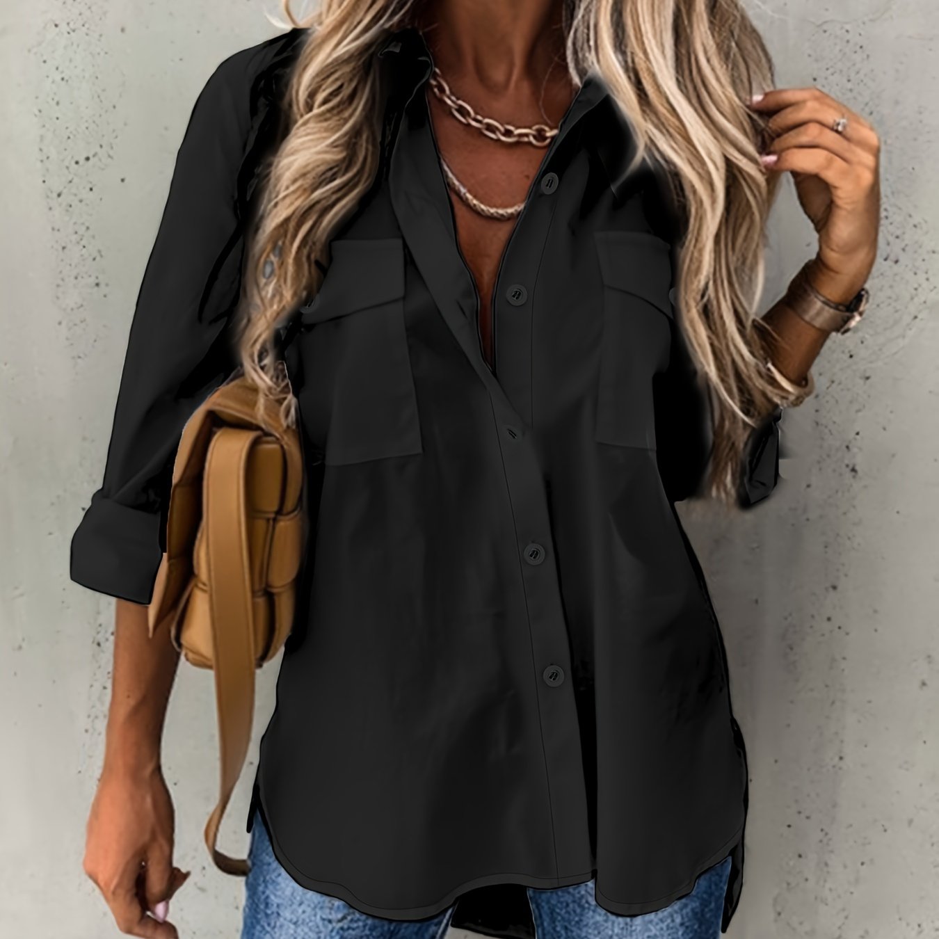 Chic Long Sleeve Blouse - Comfortable & Versatile for Office and Casual Wear - Womens Fashion Top