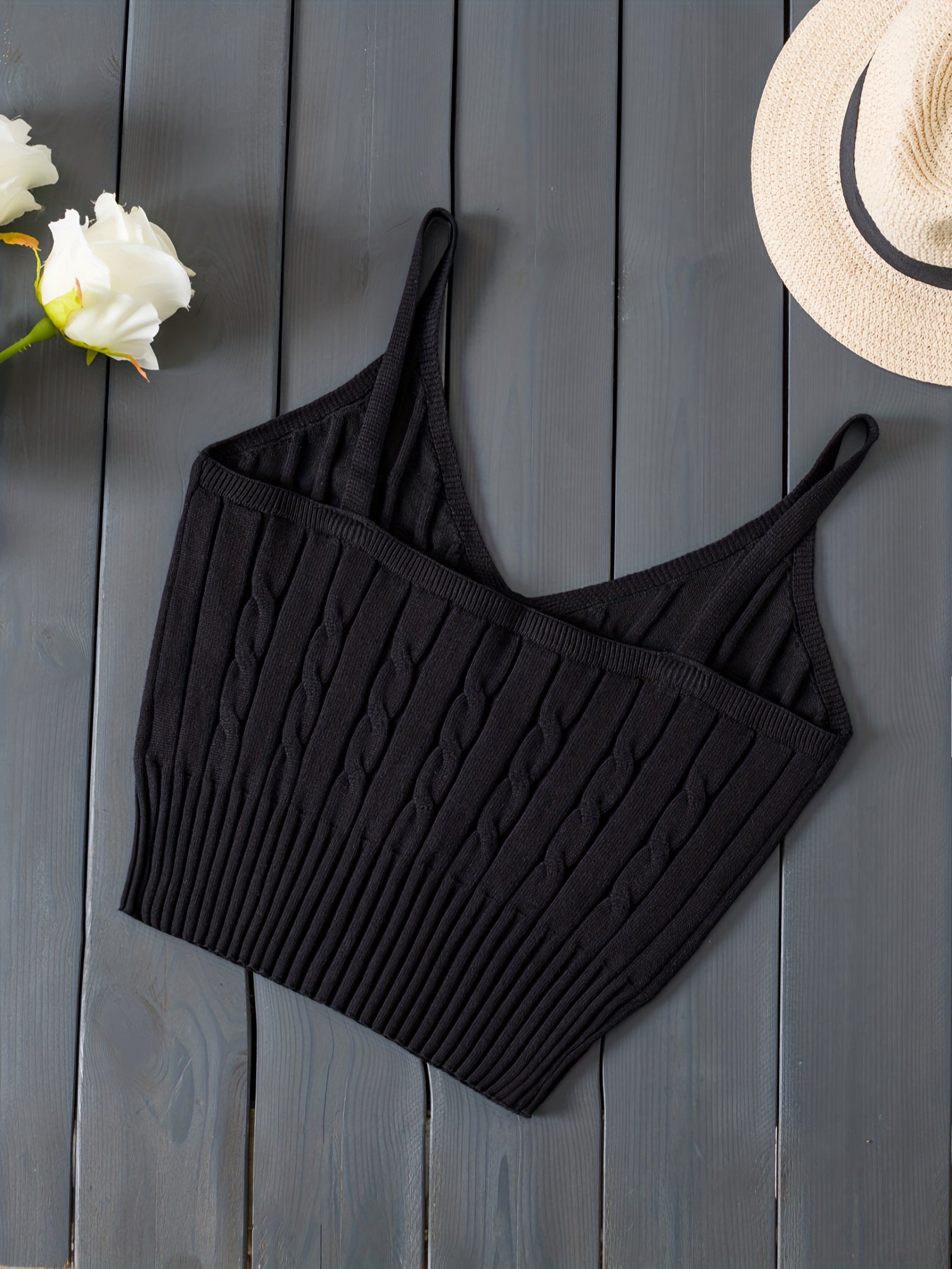 Romantic Valentines Day Soft Knit Cami Crop Top - Flirty Sleeveless Style for Spring & Summer - Comfortable Casual Wear, Womens Fashion Essential