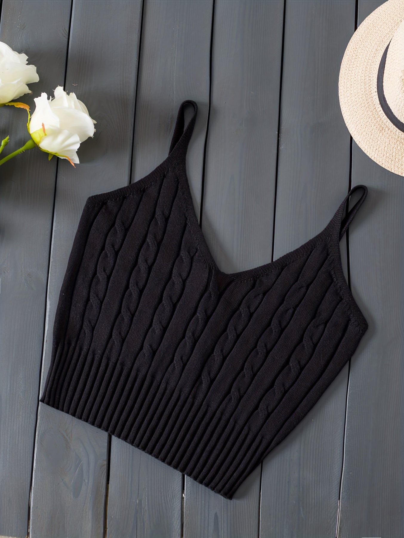 Romantic Valentines Day Soft Knit Cami Crop Top - Flirty Sleeveless Style for Spring & Summer - Comfortable Casual Wear, Womens Fashion Essential