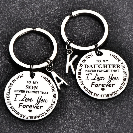 Stainless Steel Engraved Keychain Inspirational Gift For Son/ Daughter Keyring Ornament Bag Purse Charm Accessories