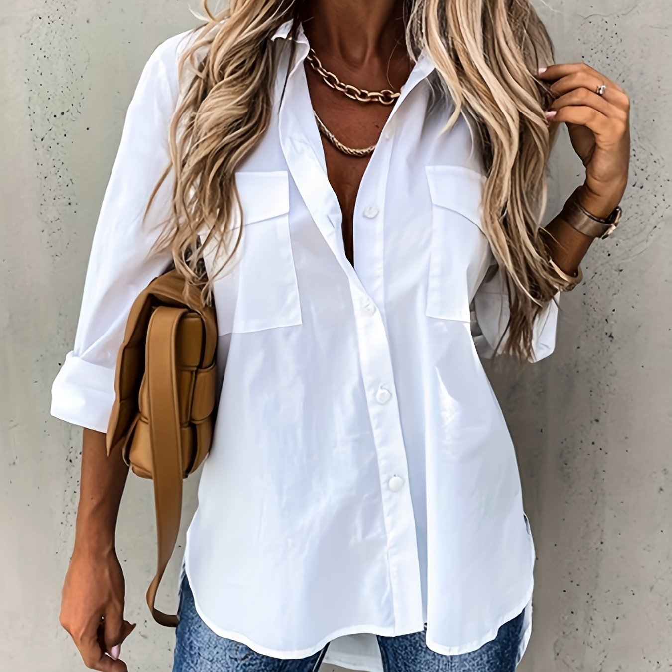 Chic Long Sleeve Blouse - Comfortable & Versatile for Office and Casual Wear - Womens Fashion Top