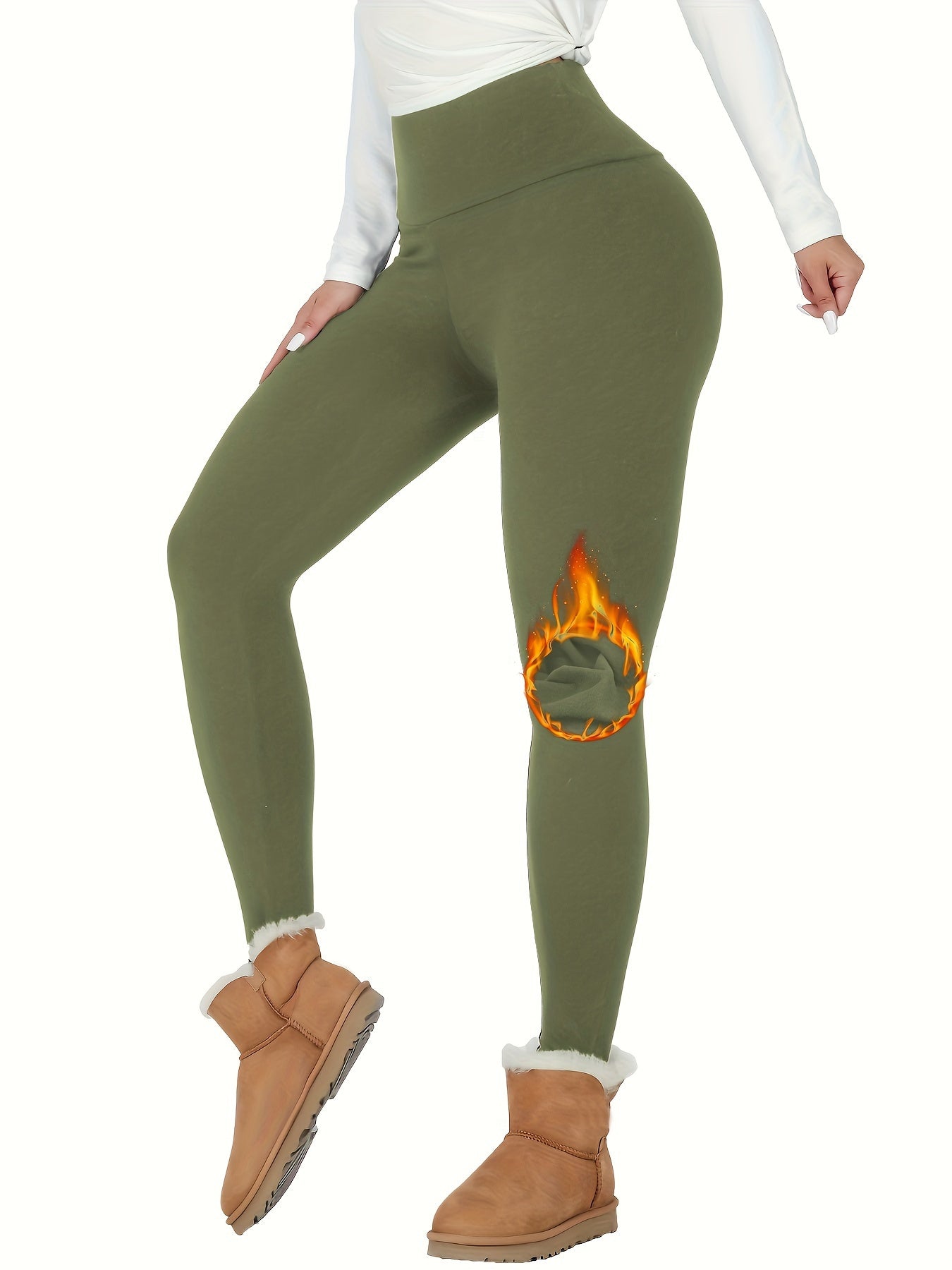 High Waisted Thermal Fleece Lined Womens Leggings, Soft Workout Winter Warm Thick Yoga Pants