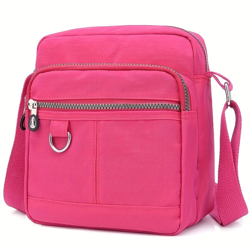 Waterproof Shoulder Bag, Women's Nylon Square Purse, Lightweight Crossbody Bag With Multi Pockets