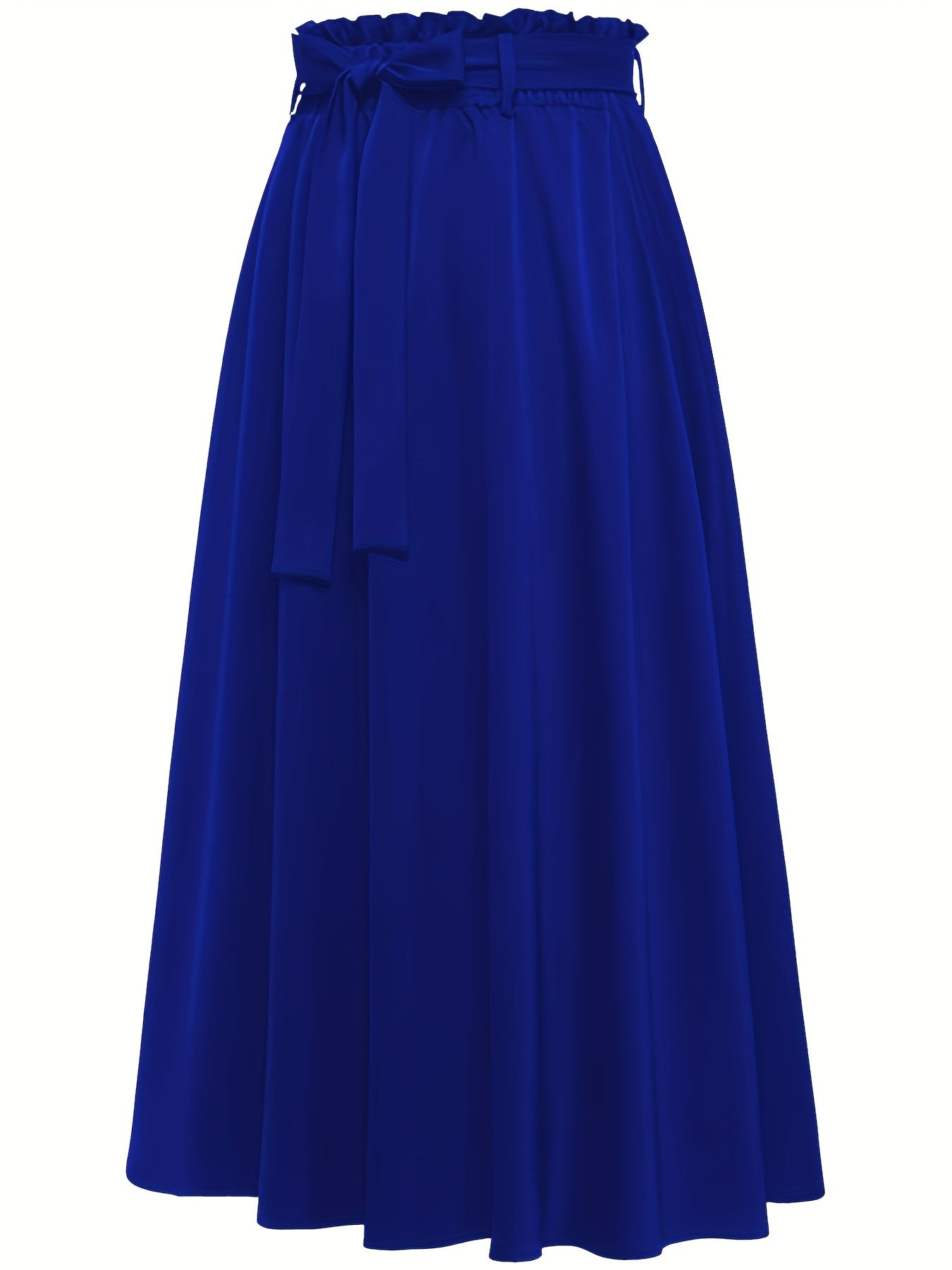Solid Belted Maxi Skirts, Elegant Pleated Versatile Skirts, Women's Clothing