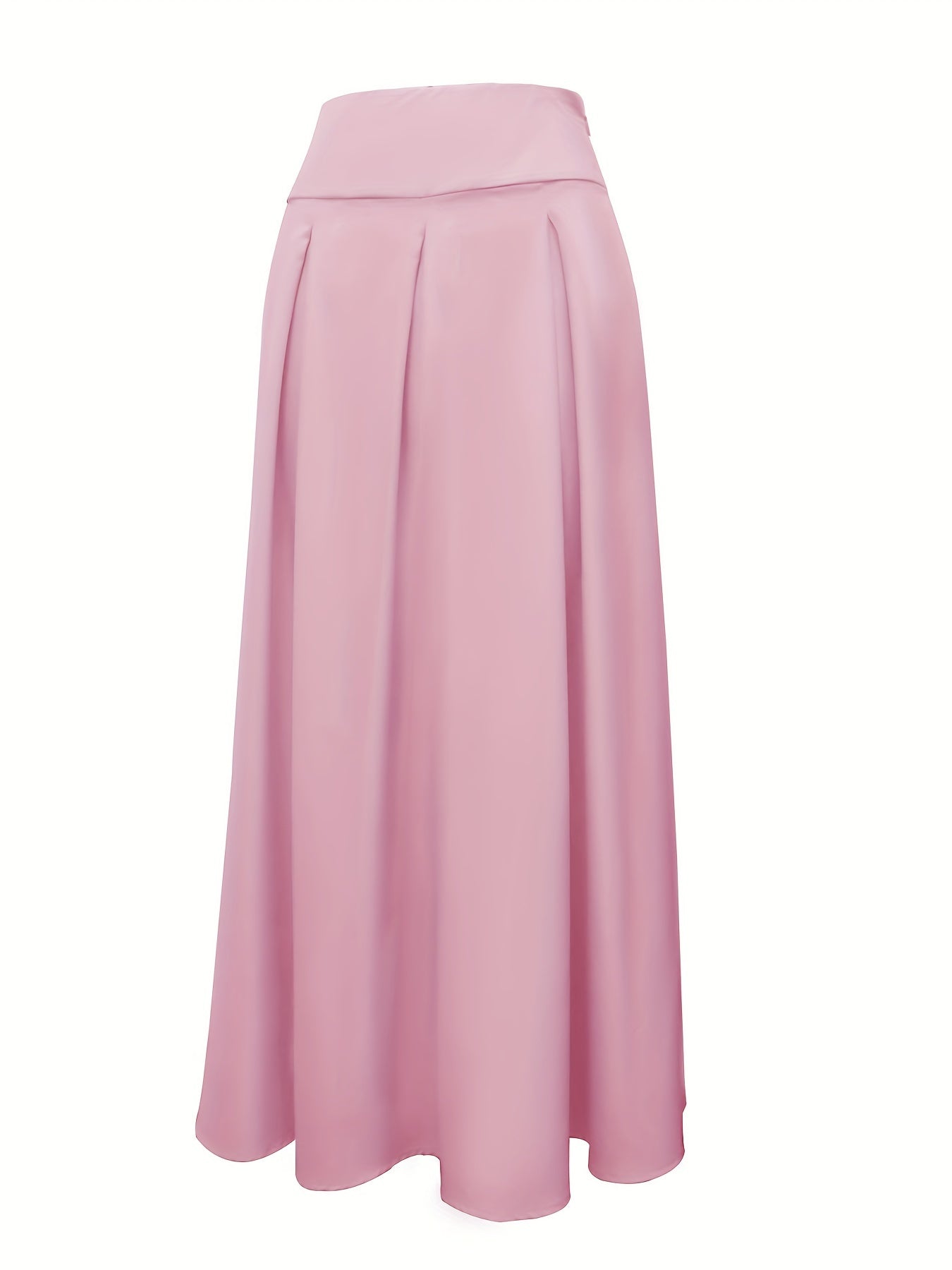 Ruched High Waist Skirts, Elegant Solid Versatile Maxi Skirts, Women's Clothing
