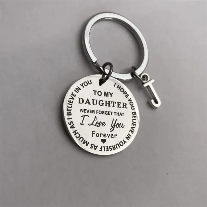 Stainless Steel Engraved Keychain Inspirational Gift For Son/ Daughter Keyring Ornament Bag Purse Charm Accessories