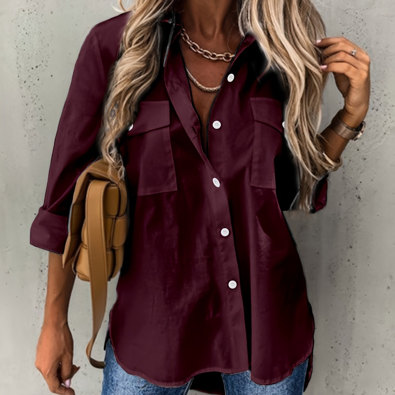 Chic Long Sleeve Blouse - Comfortable & Versatile for Office and Casual Wear - Womens Fashion Top