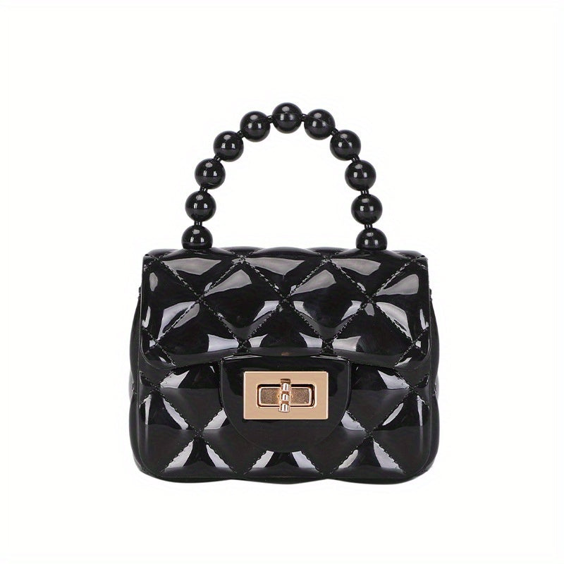 Vibrant Girls Pearl-Embellished Argyle Purse - Stylish & Durable with Adorable Princess Handle - Perfect for Parties & Special Occasions - A Thoughtful Gift Idea