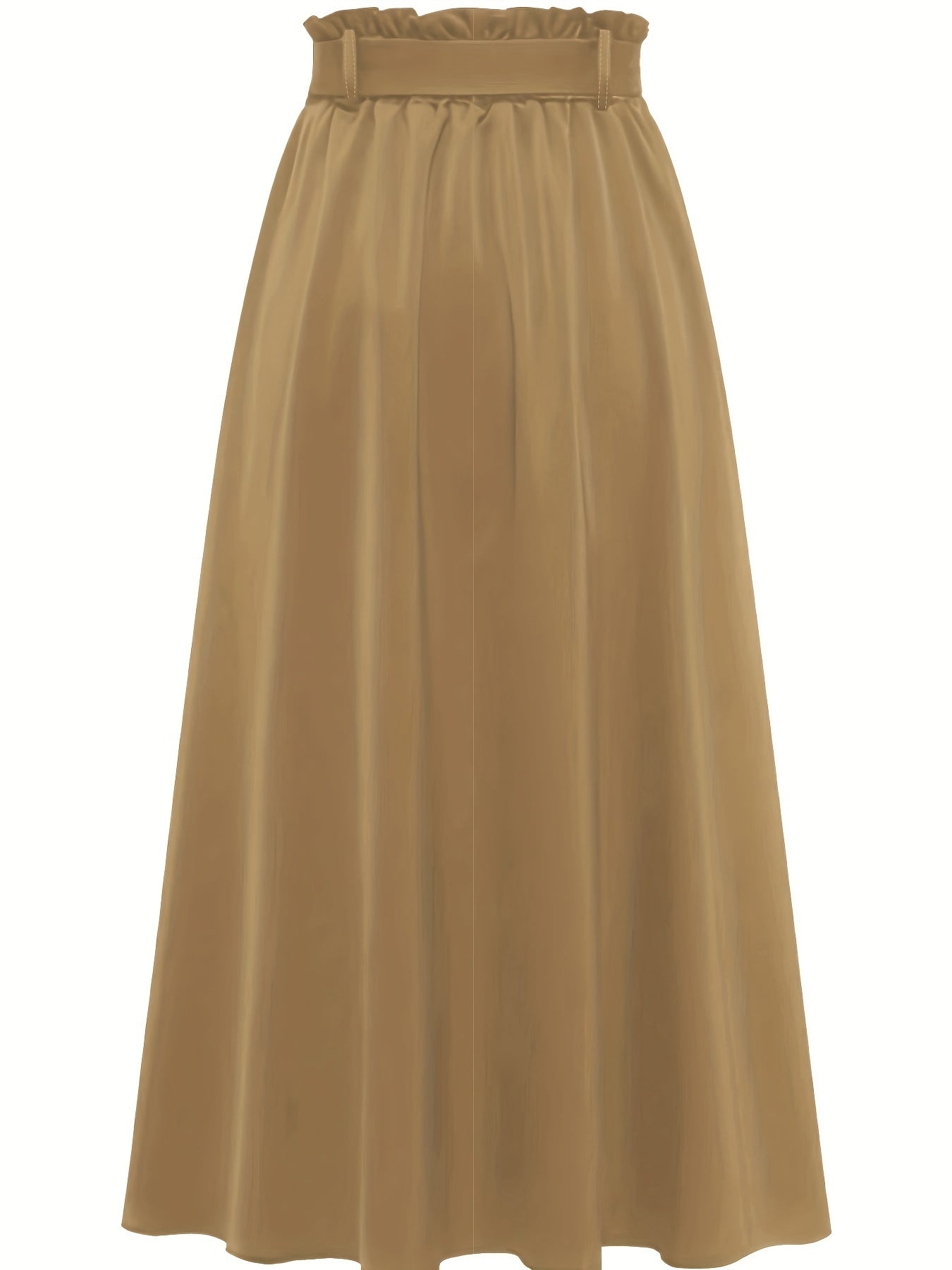 Solid Belted Maxi Skirts, Elegant Pleated Versatile Skirts, Women's Clothing