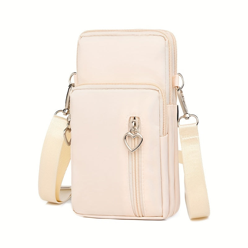 Mini Crossbody Phone Bag, Sports Arm & Running Wrist Bag, Stylish Shoulder Coin Purse With Heart Zipper