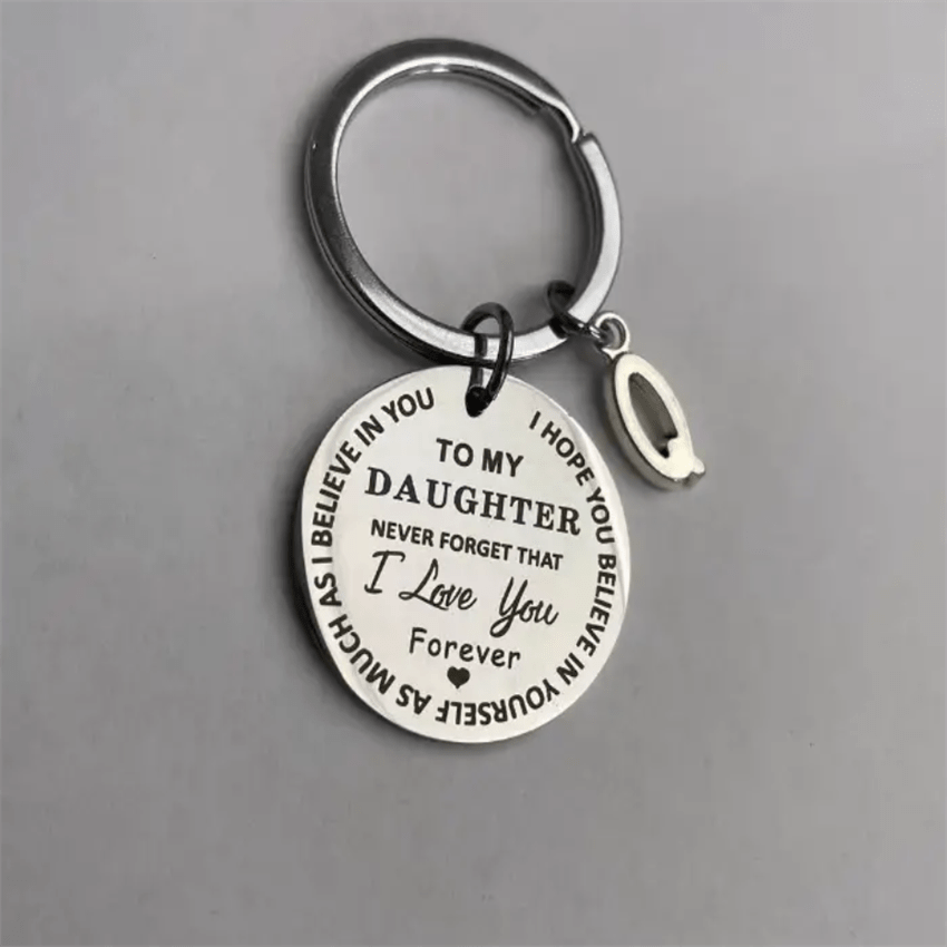 Stainless Steel Engraved Keychain Inspirational Gift For Son/ Daughter Keyring Ornament Bag Purse Charm Accessories