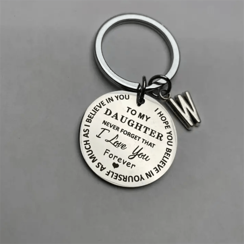 Stainless Steel Engraved Keychain Inspirational Gift For Son/ Daughter Keyring Ornament Bag Purse Charm Accessories