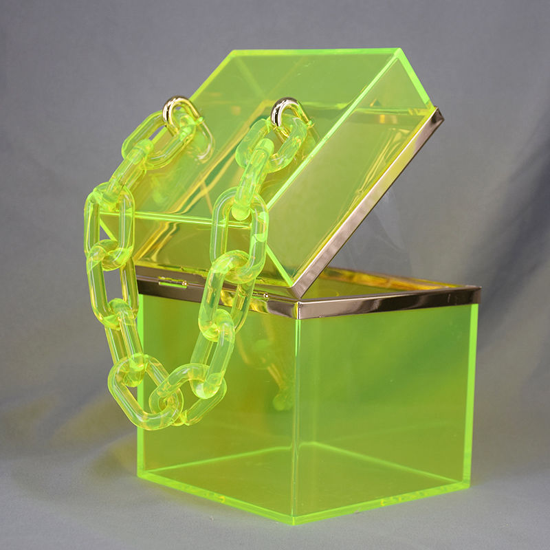 Acrylic Transparent Box Purse, Summer Crossbody Chain Bag, Small Fresh Square Shoulder Bag With Acrylic Chain