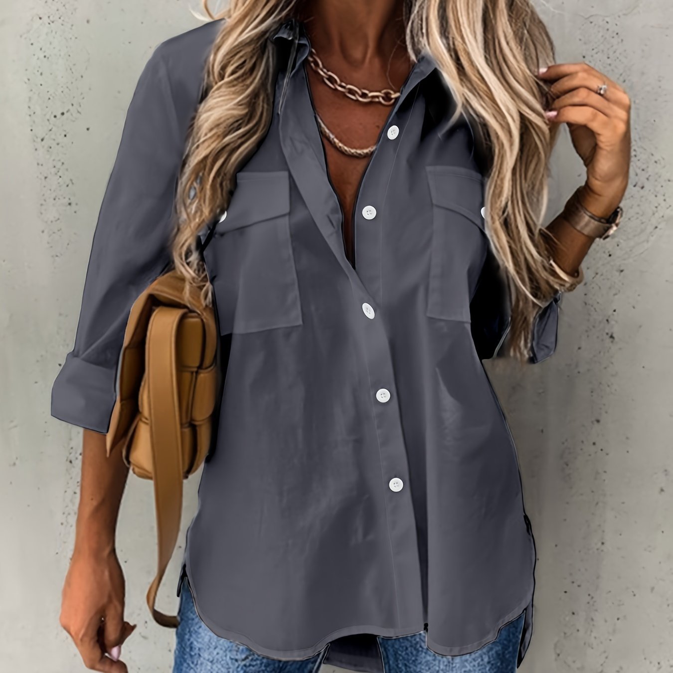 Chic Long Sleeve Blouse - Comfortable & Versatile for Office and Casual Wear - Womens Fashion Top