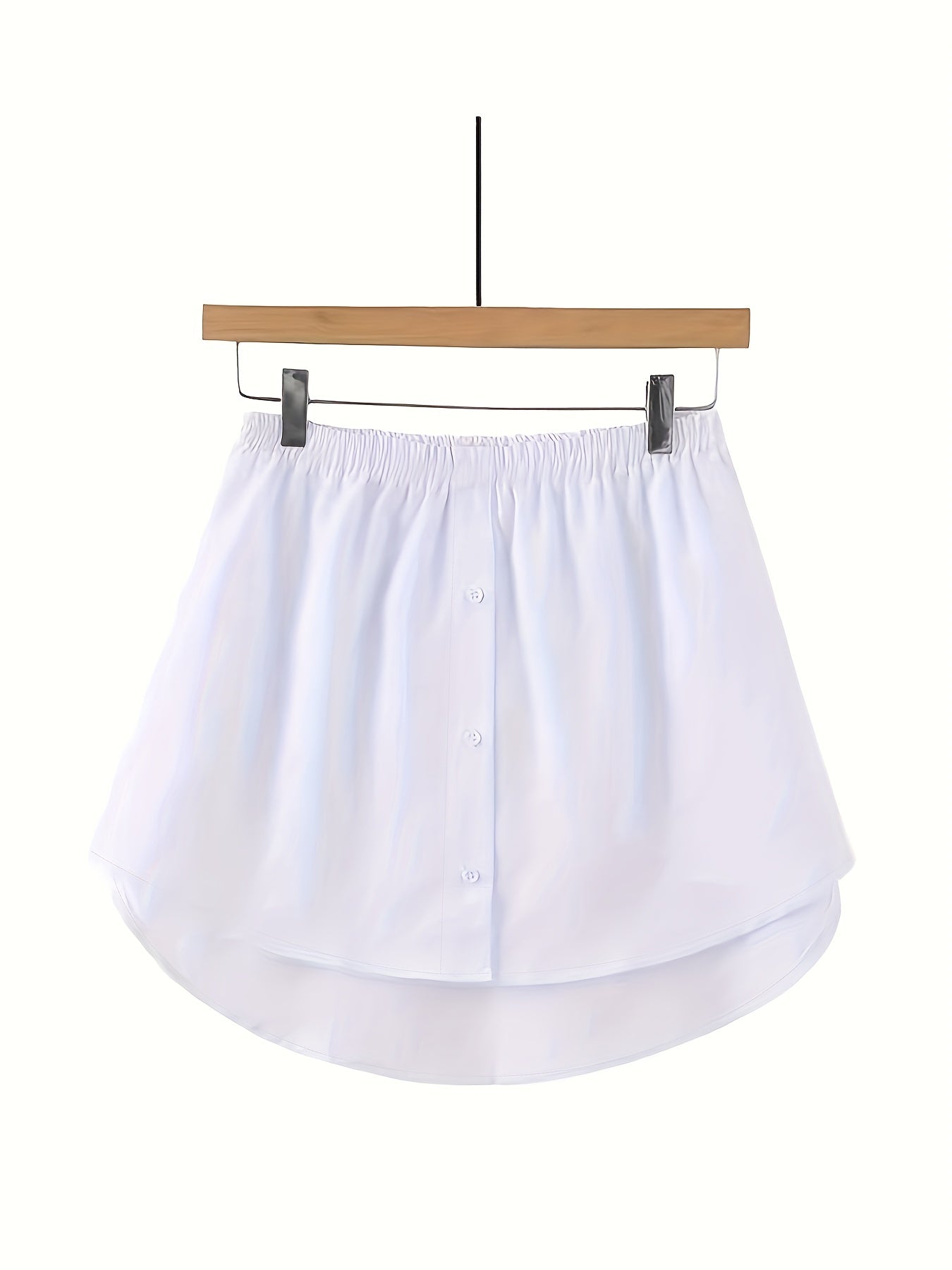 Dipped Hem Buttons Skirts, Casual Elastic Waist Hem Arc Skirts, Women's Clothing