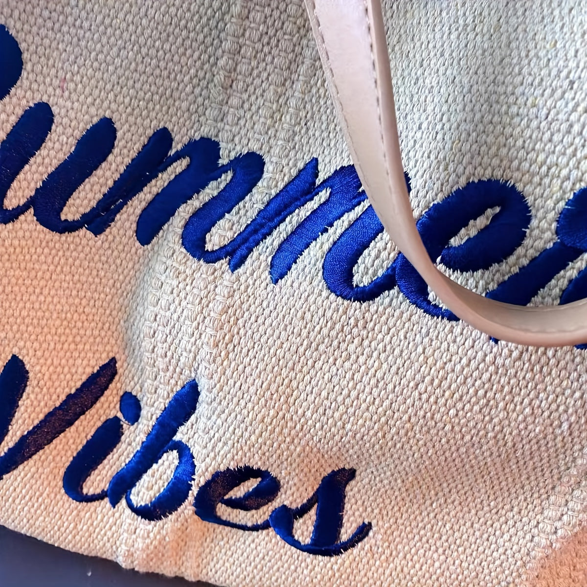 Bohemian Chic Embroidered Tote Bag - Stylish Letter Detail, Fringe Trim, Durable Canvas, Adjustable Shoulder Strap, Perfect for Womens Summer Beach Wear