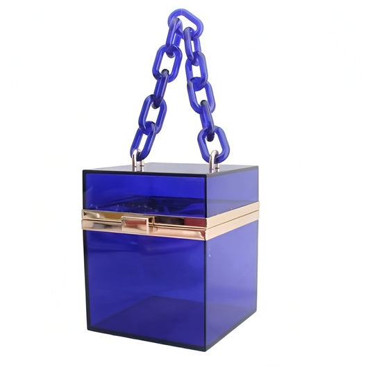 Acrylic Transparent Box Purse, Summer Crossbody Chain Bag, Small Fresh Square Shoulder Bag With Acrylic Chain