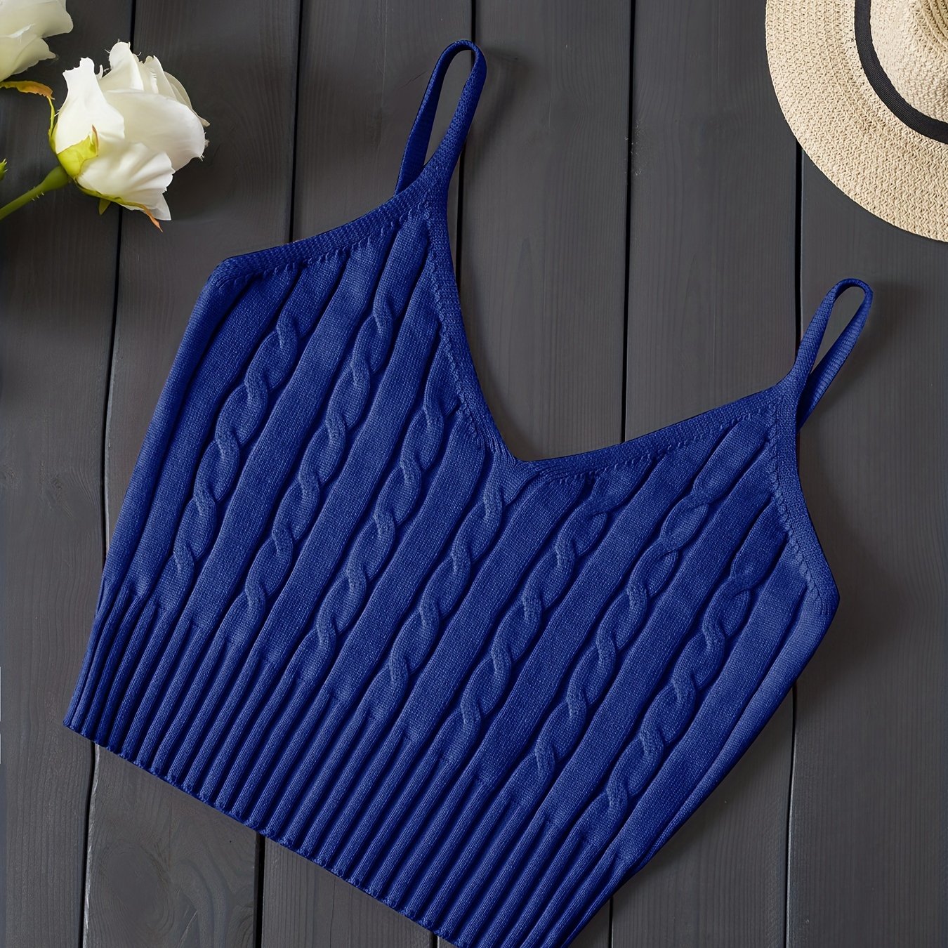 Romantic Valentines Day Soft Knit Cami Crop Top - Flirty Sleeveless Style for Spring & Summer - Comfortable Casual Wear, Womens Fashion Essential