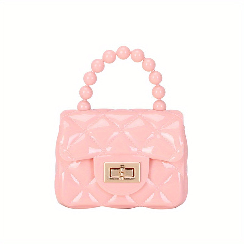 Vibrant Girls Pearl-Embellished Argyle Purse - Stylish & Durable with Adorable Princess Handle - Perfect for Parties & Special Occasions - A Thoughtful Gift Idea
