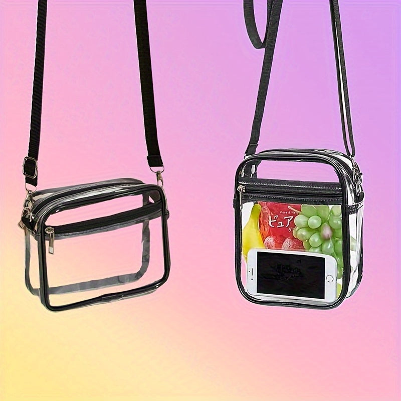 Stylish Mini Clear Crossbody Bag - Trendy PVC Square Phone Purse with Zipper Closure, Adjustable Shoulder Strap, and Spacious Interior - Perfect for Beach, Travel, and Daily Use (5.9*7.4*1.9) Inch