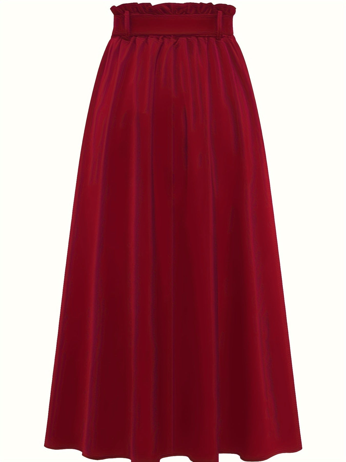 Solid Belted Maxi Skirts, Elegant Pleated Versatile Skirts, Women's Clothing