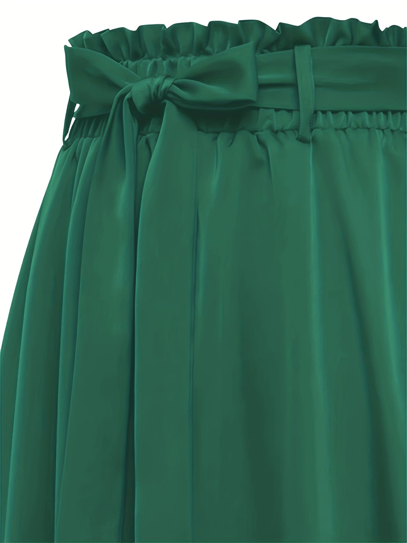 Solid Belted Maxi Skirts, Elegant Pleated Versatile Skirts, Women's Clothing