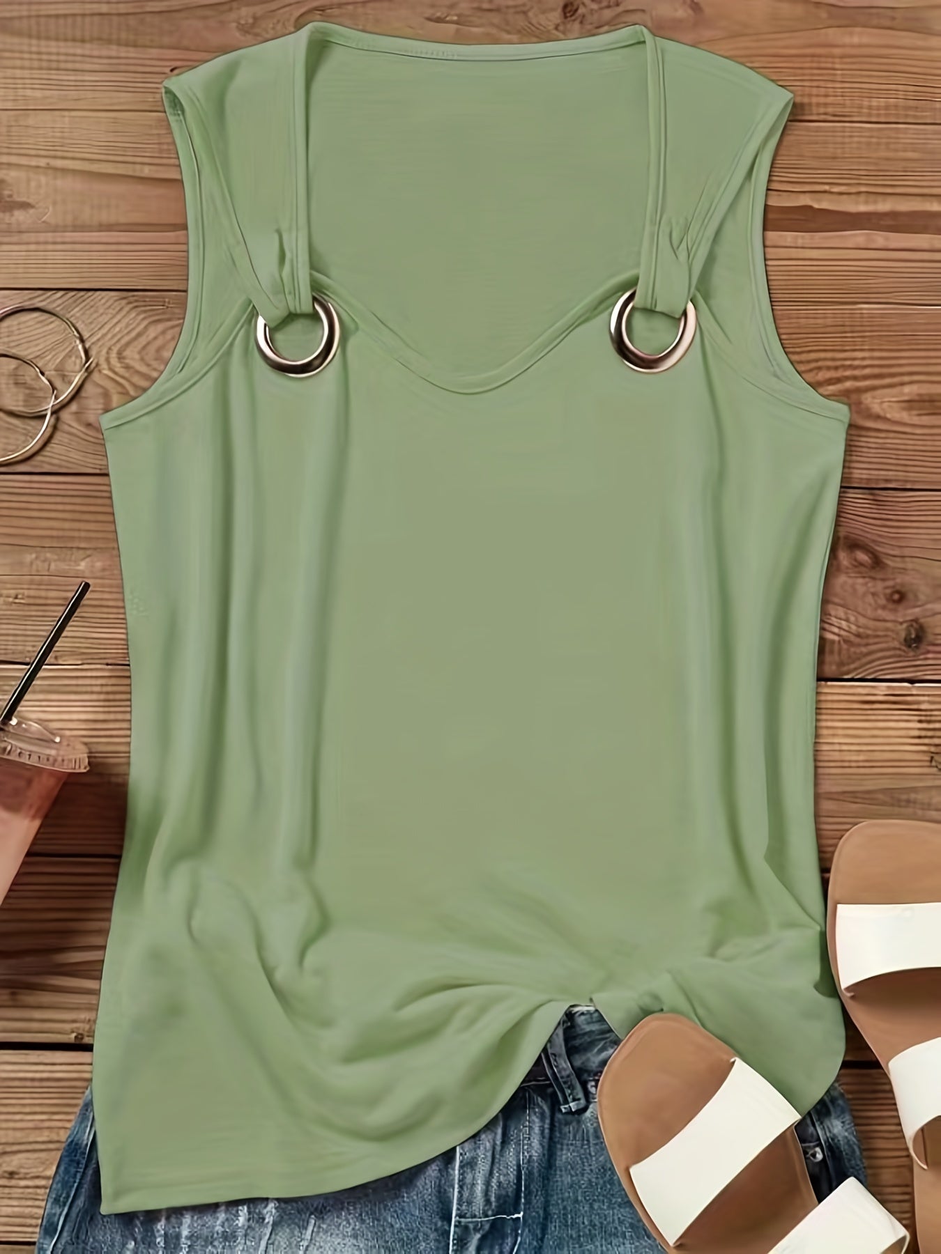 Chic Summer Breathable Tank Top - Womens Sleeveless Crew Neck, Versatile Casual Wear