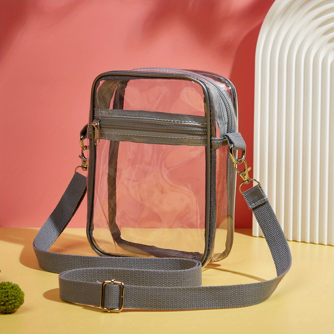 Stylish Mini Clear Crossbody Bag - Trendy PVC Square Phone Purse with Zipper Closure, Adjustable Shoulder Strap, and Spacious Interior - Perfect for Beach, Travel, and Daily Use (5.9*7.4*1.9) Inch