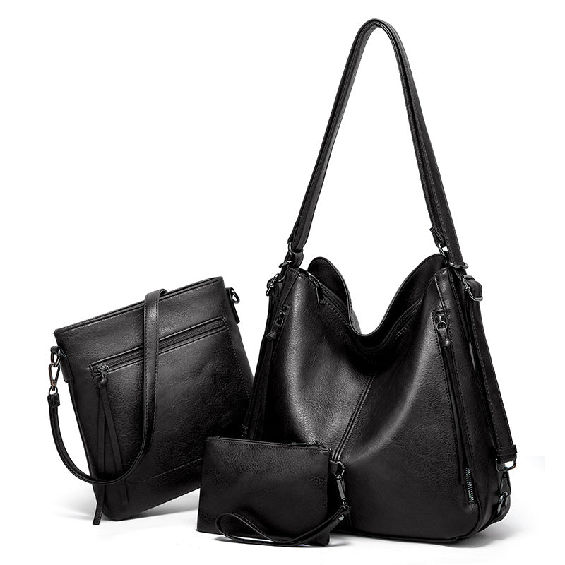 3-Piece Retro Tote Bag Set for Women - Stylish Shoulder & Crossbody Bags with Matching Clutch Coin Purse - Versatile Vintage-inspired Style for Everyday Elegance