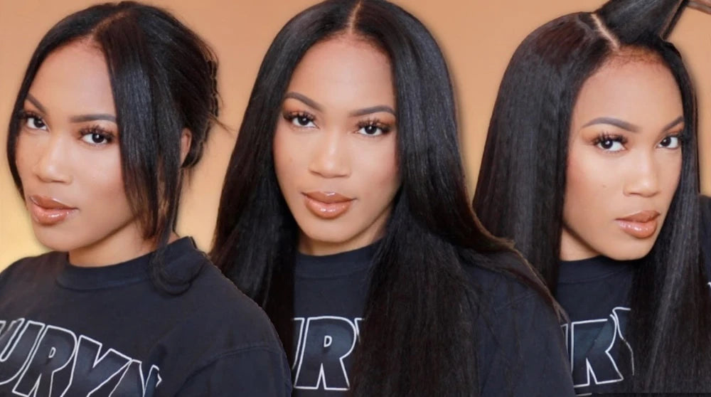 UNice Hair Drawstring Cap Kinky Straight V Part Wig & U Part Wig EasiContour 100% Human Hair Wigs No Glue Small Head Friendly