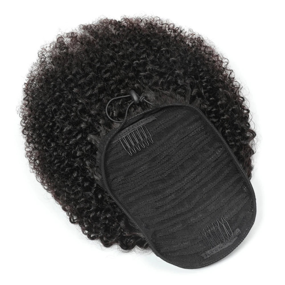 Maxine Afro Kinky Curly Drawstring Ponytail Hair Extensions Indian 100% Remy Human Hair Afro Curly Clip in Human Hair Extensions