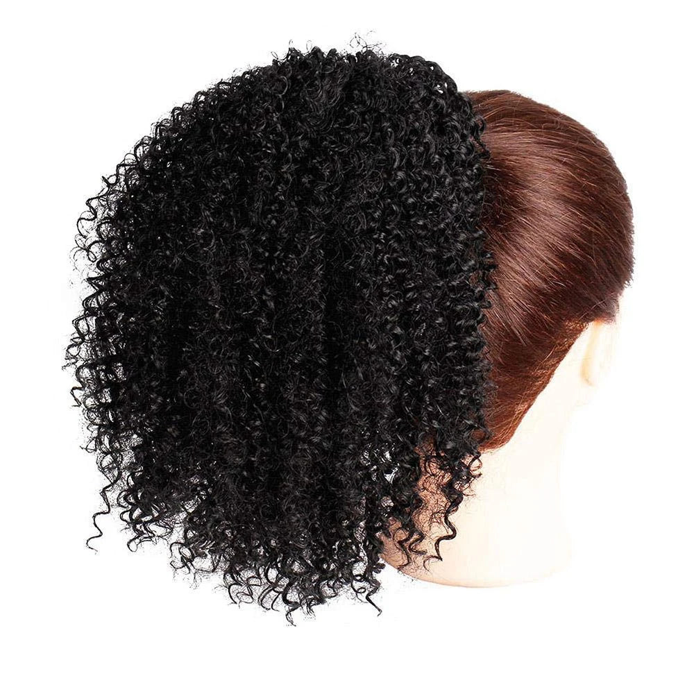 Maxine Afro Kinky Curly Drawstring Ponytail Hair Extensions Indian 100% Remy Human Hair Afro Curly Clip in Human Hair Extensions