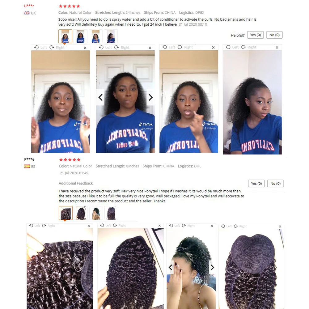 Maxine Afro Kinky Curly Drawstring Ponytail Hair Extensions Indian 100% Remy Human Hair Afro Curly Clip in Human Hair Extensions