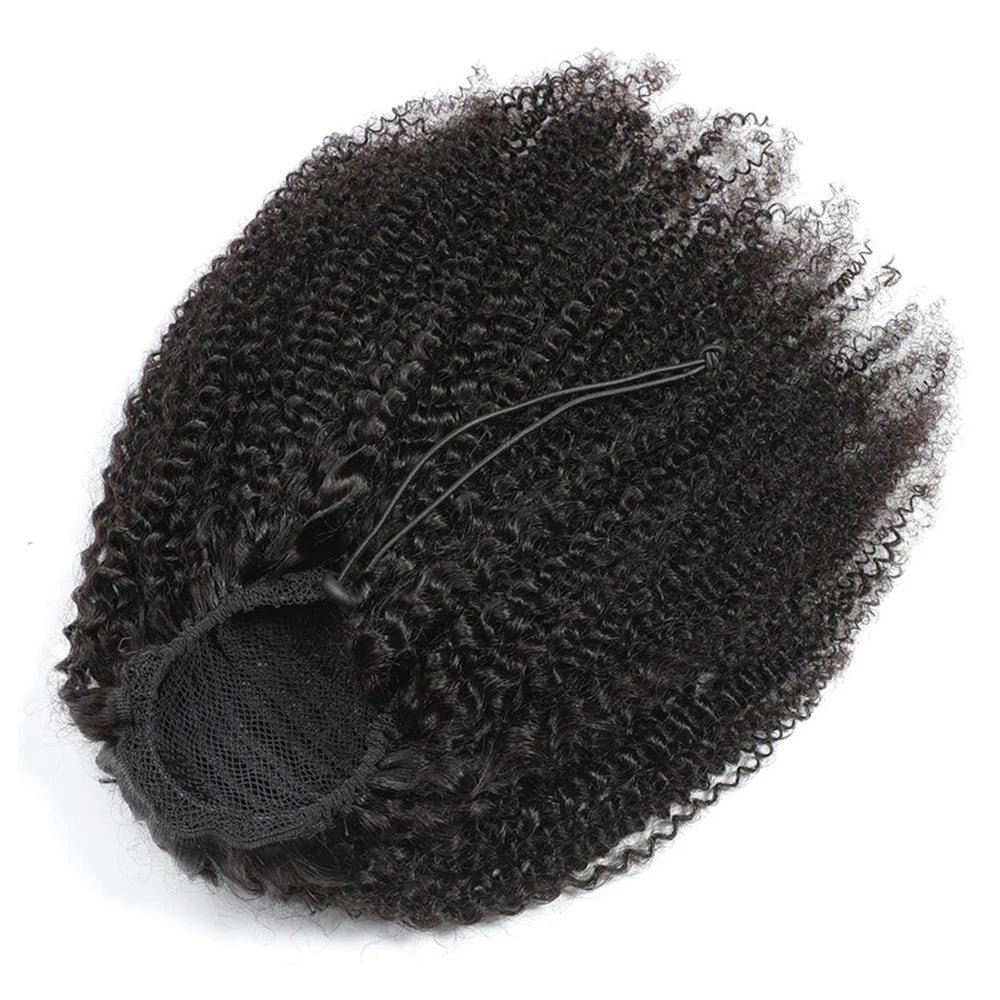 Maxine Afro Kinky Curly Drawstring Ponytail Hair Extensions Indian 100% Remy Human Hair Afro Curly Clip in Human Hair Extensions