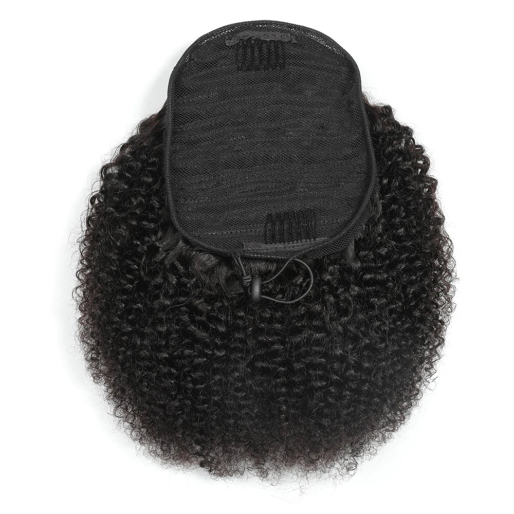 Maxine Afro Kinky Curly Drawstring Ponytail Hair Extensions Indian 100% Remy Human Hair Afro Curly Clip in Human Hair Extensions