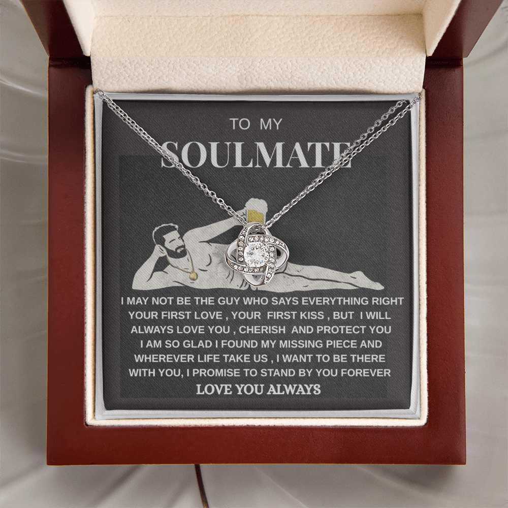 Soulmate Love Knot Necklace | Romantic Gift for Her | White Gold Jewelry