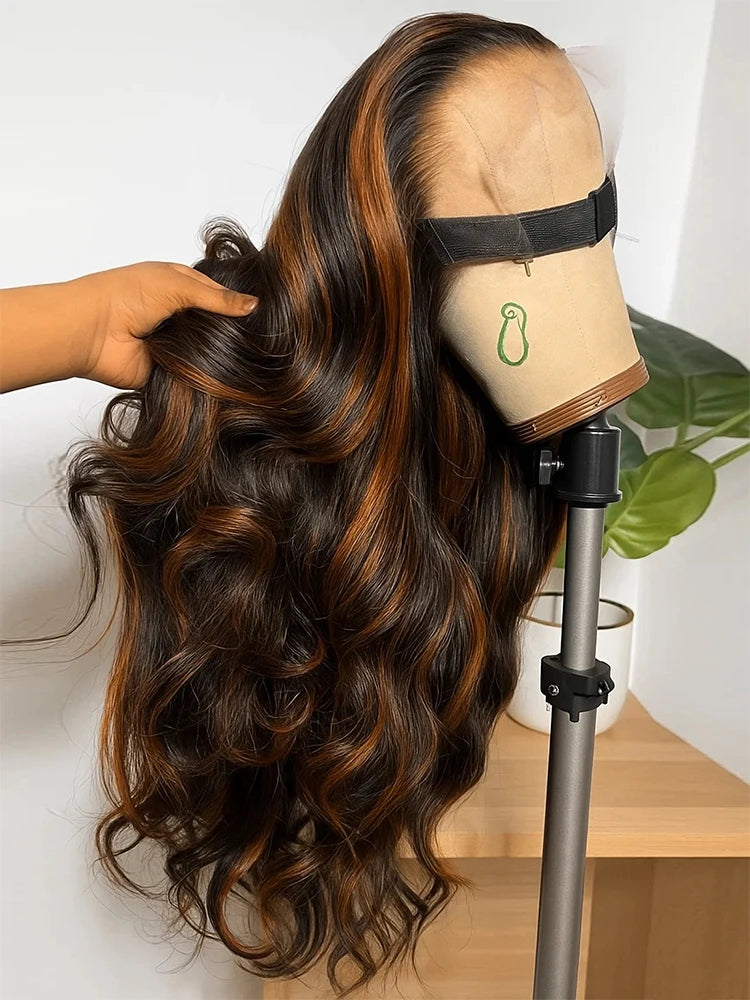 1B/30 Body Wave Highlight Wig Human Hair 13x4 Hd Lace Frontal Wigs Brazilian Preplucked Ombre Colored Wigs Human Hair For Women